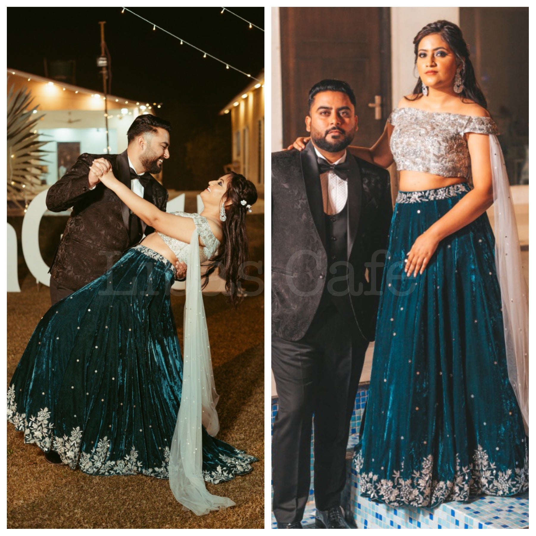 Client In Our Teal Velvet Lehenga